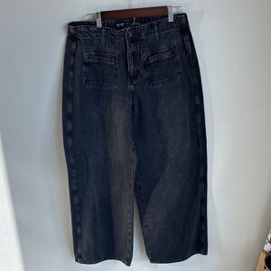 OLD NAVY 12 Drapey High Rise Baggy Wide Leg Front Pocket Cotton Jeans